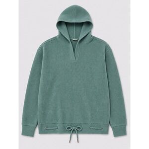 Freely Kids Ribbed Knit Cinch Waist Hoodie Teal Blue Green Size Large